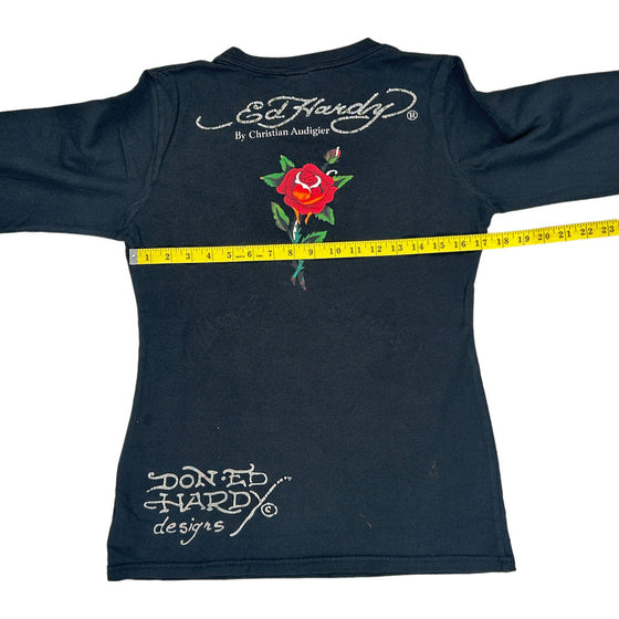 Ed Hardy Love Kills Slowly Long Sleeve T-Shirt - Medium - Black Cotton