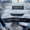 Classic Fit Tommy Hilfiger Checked Short Sleeve Shirt - Medium Blue Cotton