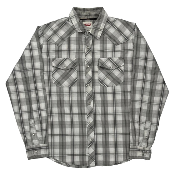 Levis Checked Shirt - Medium Grey Cotton Blend