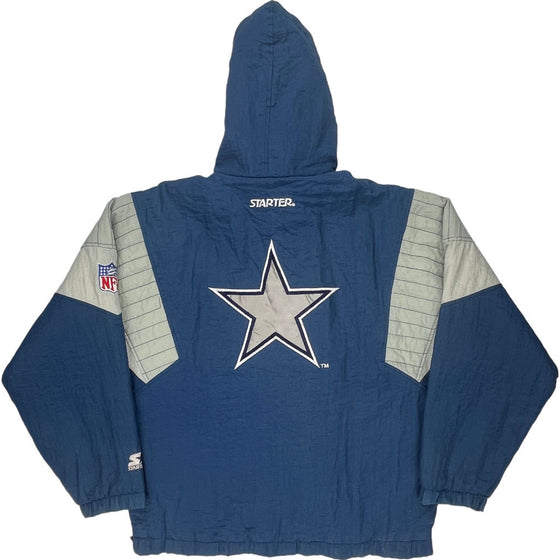 Starter Cowboys NFL Windbreaker Jacket - Medium - Blue Nylon