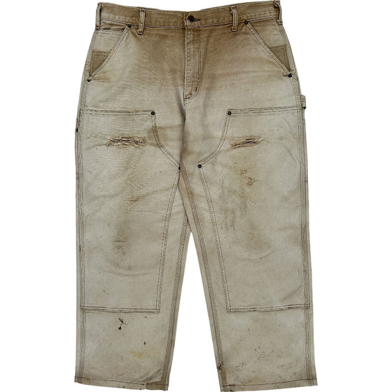 Carhartt Dungaree Fit Carpenter Trousers - 35W 27L - Beige Cotton