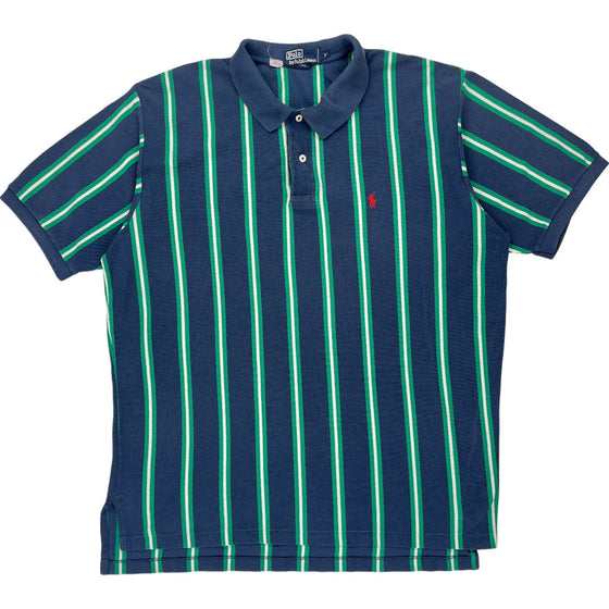 Polo Ralph Lauren Striped Polo Shirt - X-Large - Navy Cotton