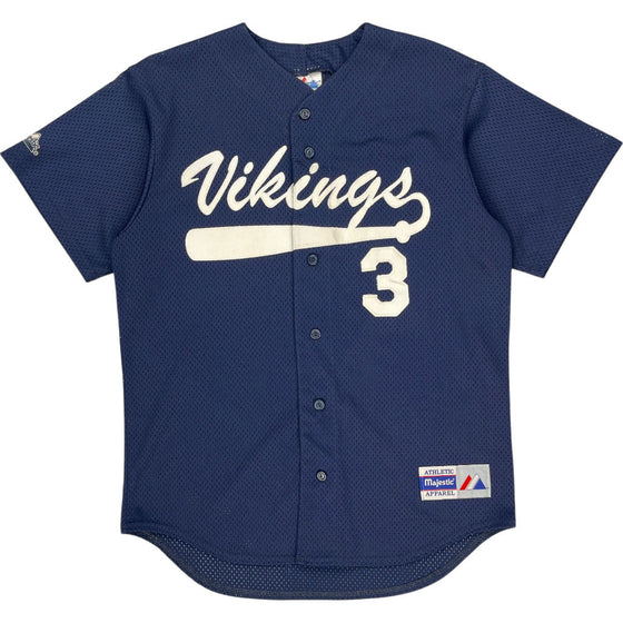 Majestic Vikings Baseball Jersey - Medium - Blue Polyester