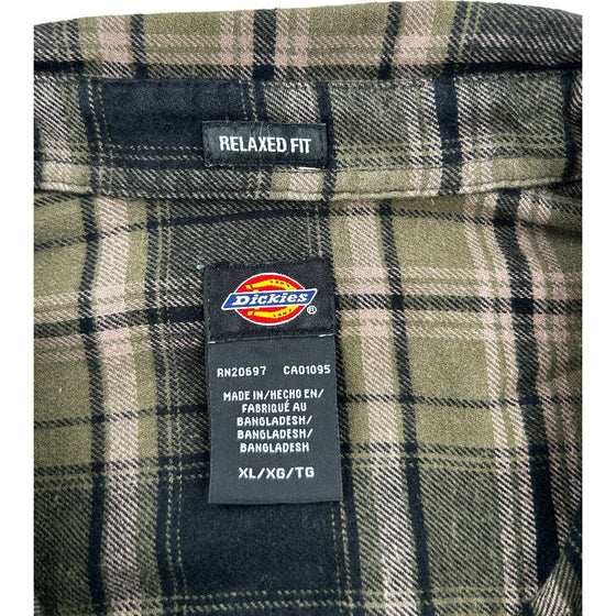 Dickies Relaxed Fit Checked Flannel Shirt - XL - Green Cotton Blend