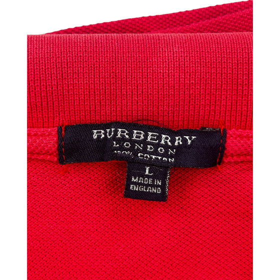 Burberry London Polo Shirt Red - Large - Red Cotton