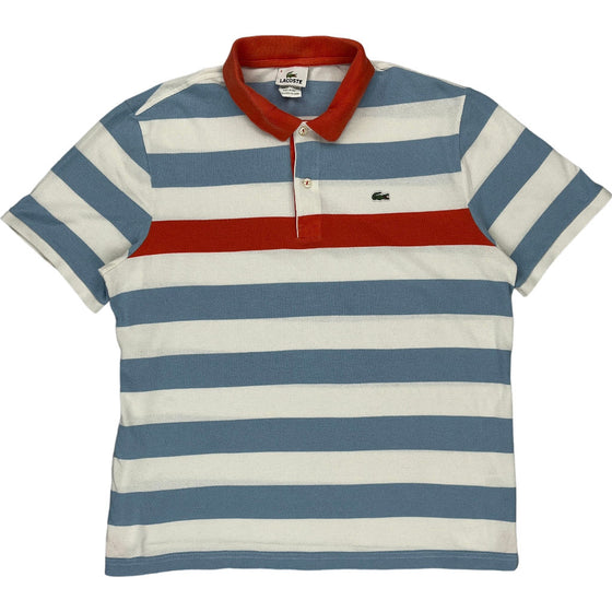 Lacoste Striped Polo Shirt - XL - Blue Cotton