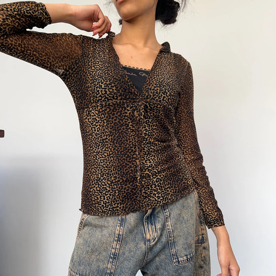 Vintage brown Gaia Rene Mesh Top - womens small