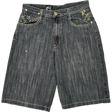  Delf Embroidered Denim Shorts - 30W 14L - Blue Dark Wash Cotton