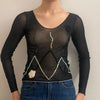 Vintage black Bloom Mesh Top - womens small