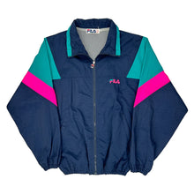  Colorblock Design Fila Jacket - Large Navy Polyester