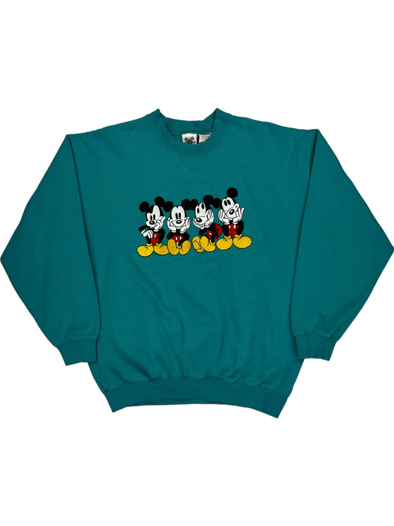 Disney Mickey Mouse Sweatshirt - Medium - Teal Cotton Blend