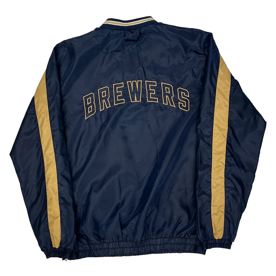 Milwaukee Brewers Mlb Mlb Windbreaker - Large Navy Polyester