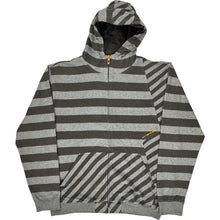  Oakley Striped Hoodie - Large - Grey Cotton Blend