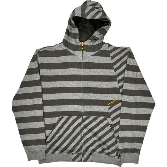 Oakley Striped Hoodie - Large - Grey Cotton Blend