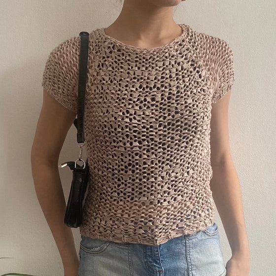 Vintage beige Motivi Crochet Top - womens small