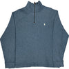 Polo Ralph Lauren 1/4 Zip Sweatshirt - Large - Blue Cotton