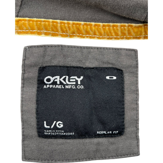 Oakley Striped Hoodie - Large - Grey Cotton Blend