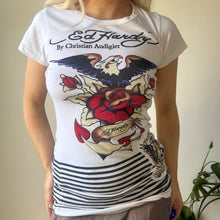  Vintage white Ed Hardy T-Shirt - womens x-small