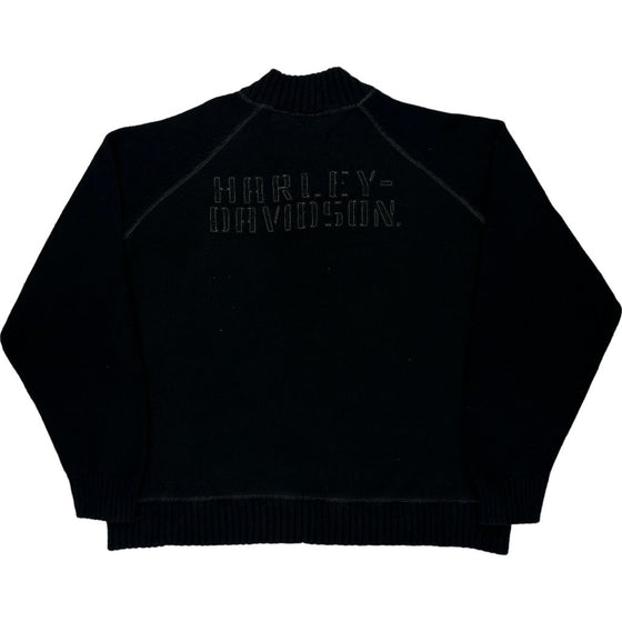 Harley Davidson 1/4 Zip Sweatshirt - XXL - Black Cotton