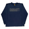 Carhartt Spellout Long Sleeve T-Shirt - Large Navy Cotton