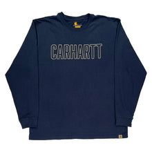  Carhartt Spellout Long Sleeve T-Shirt - Large Navy Cotton