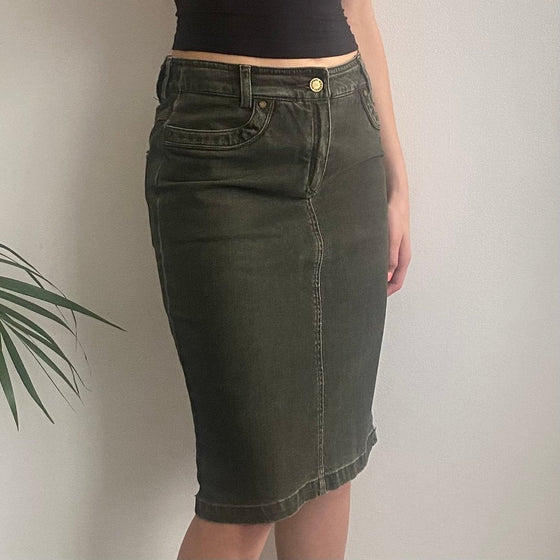 Vintage khaki Burberry Denim Skirt - womens 28" waist