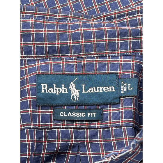 Ralph Lauren Classic Fit Check Shirt - Large - Blue Cotton