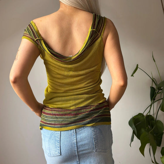 Vintage green Roccobarocco Bardot Top - womens medium