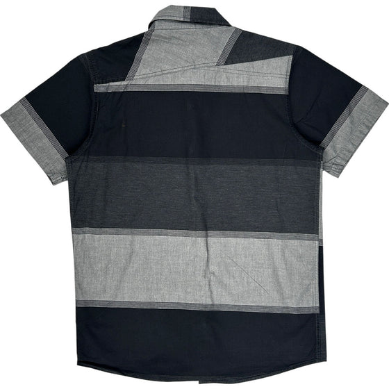 Oakley Striped Button-Up Short Sleeve Shirt - Small - Black Cotton