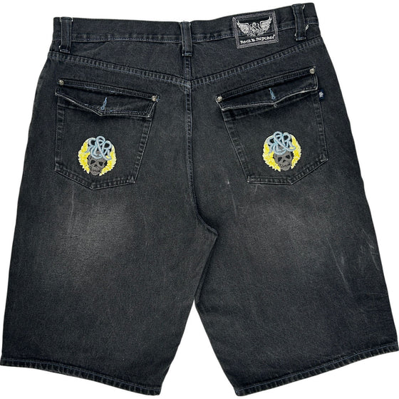 Rock & Republic Denim Shorts - 42W 14L - Black Cotton Blend