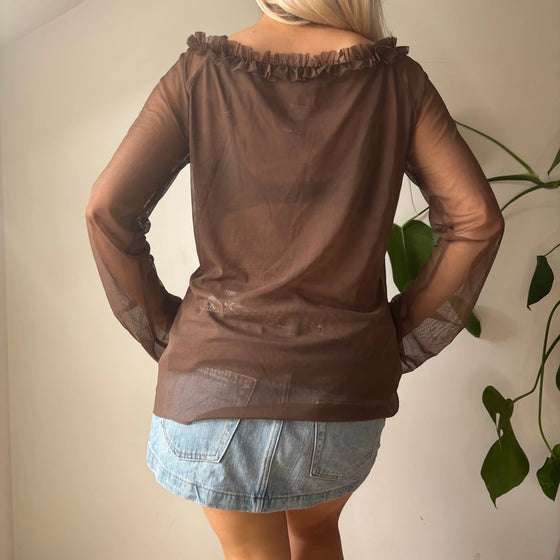 Vintage brown Nu Polvere Mesh Top - womens large