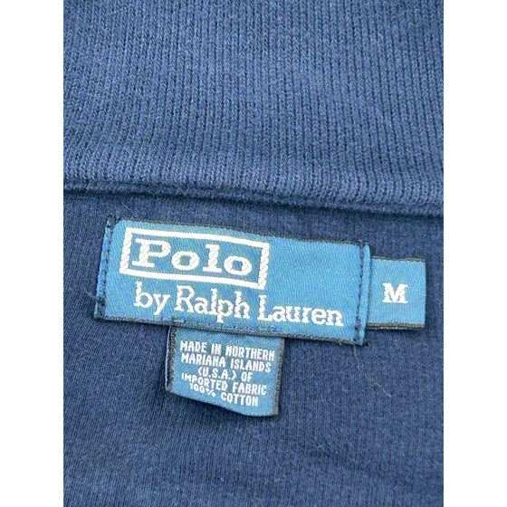 Polo Ralph Lauren 1/4 Zip Sweatshirt - Medium - Blue Cotton