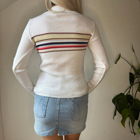 Vintage white Teddy Cardigan - womens small