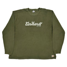  Carhartt Spellout Long Sleeve T-Shirt - XL Green Cotton