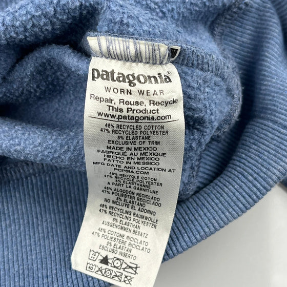 Patagonia Graphic Hoodie - Small Blue Cotton Blend