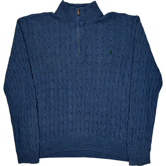 Polo Ralph Lauren Cable Knit Sweater - 2XL - Navy Cotton Blend