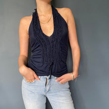  Vintage navy Unbranded Halterneck Top - womens small