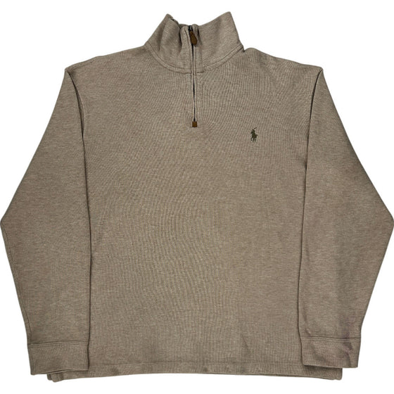 Polo Ralph Lauren Zip Neck 1/4 Zip - Large - Beige Cotton