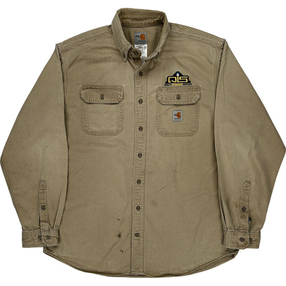 Carhartt FR Work Shirt - Large - Khaki Cotton Blend