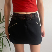  Vintage black Pois Mini Skirt - womens 30" waist