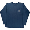 Carhartt Long Sleeve Pocket T-Shirt - Large - Blue Cotton