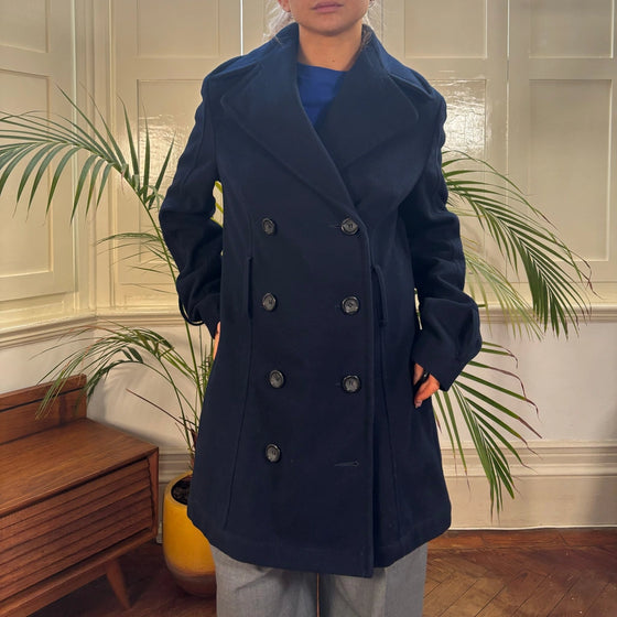 Vintage navy Benetton Trench Coat - womens medium