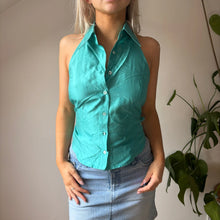  Vintage blue Unbranded Halterneck Top - womens small