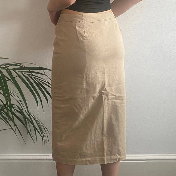 Vintage beige Diana Gallesi Midi Skirt - womens 27" waist