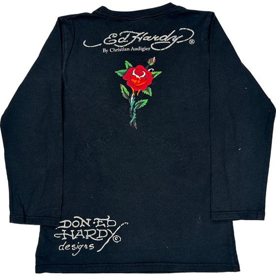 Ed Hardy Love Kills Slowly Long Sleeve T-Shirt - Medium - Black Cotton