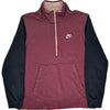 Nike 1/4 Zip Sweatshirt - Large - Burgundy Cotton Blend