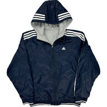  Adidas Hooded Zip-Up Jacket - Medium - Navy Polyester