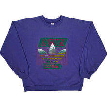  1980s Adidas Adventure Graphic Sweatshirt - Large - Purple Cotton Blend