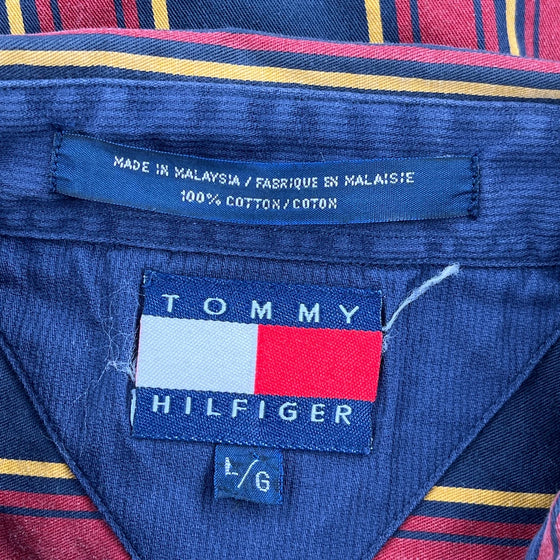 Tommy Hilfiger Striped Shirt - Large Multicoloured Cotton