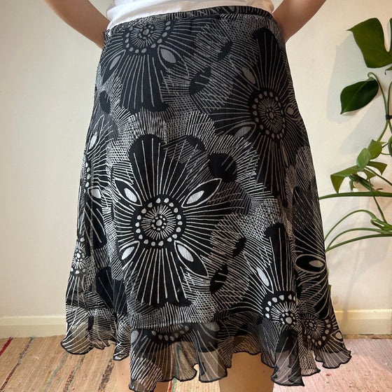 Vintage black & white Tom Tailor Midi Skirt - womens medium